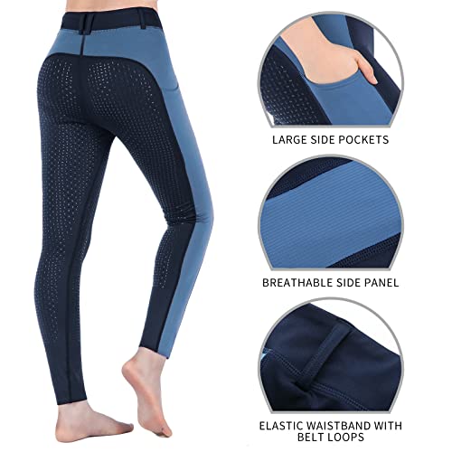 beroy Horse Riding -Pants Women Equestrian-Breeches - Ladies Training Horseback Riding Tights Full Seat Silicone Pockets(Black,S)