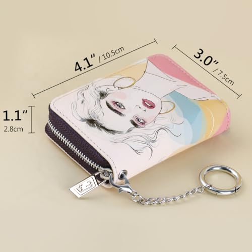 Image of FurArt Zipper Wallet Women RFID Credit Card Holder keychain Wallet