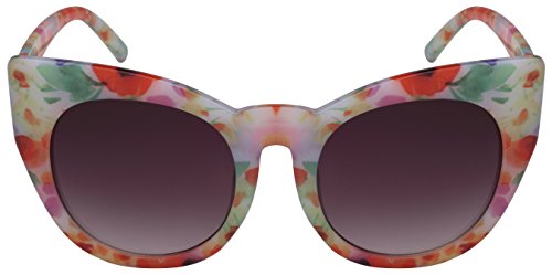 Edge I-Wear Retro Inspired Bold Cat Eye Sunglasses with Gradient Lens 32039P-AP (White+Flower, Grey)2