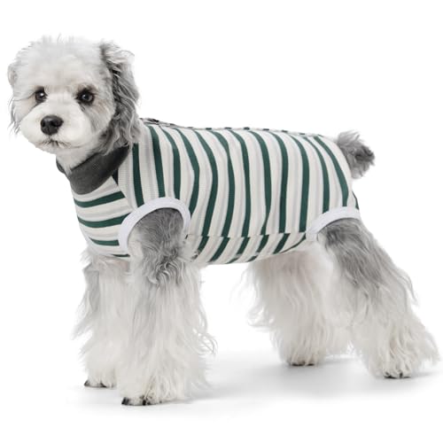 Image of Dog Surgery Recovery Suits, Sleeveless Dog Recovery Suit Female, E-Collar & Cone Alternative Surgical Suit for Small and Medium Dogs After Surgery, Striped Dog Onesie Pajamas