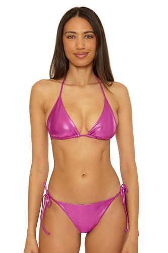 BECCA Women's Liquid Metal Tie Side Bikini Bottom, Cheeky Coverage, Swimwear Separates4