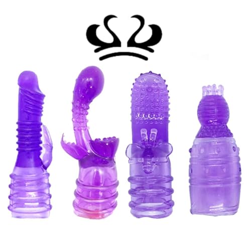 KESKPAMH Purple Fashionable and Trendy Magic Wand Attachment, Soft TPR Head Cover, Increases Quality of Life,1.77-inch Inner Diameter, Compatible with Hitachi (4PCS)