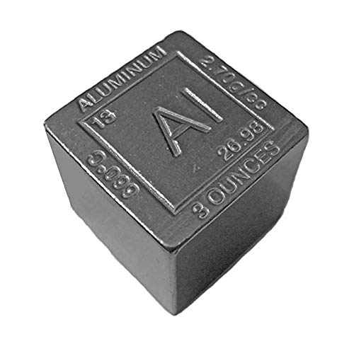 3 Unzen Aluminium-Barren (ca. 93 g) in Würfelform, mit Design und Daten aus dem chemischen Element Al. Perfekt für Sammeln, Briefbeschwerer, Geschenk, Deko ...