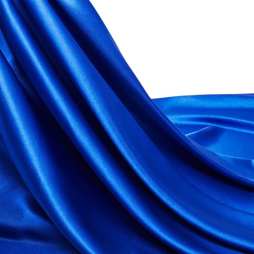 The Yard - Tela de satén azul real, 55 pulgadas de ancho, tela de satén Charmeuse brillante y suave para coser bodas, vestidos de novia, manualidades, 1 yarda