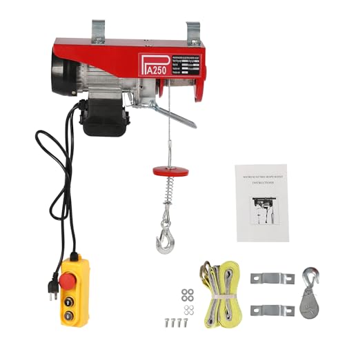 Electric Hoist 551LBS with Wired Remote Control & Single/Double Slings Electric Winch, Attic Hoist, Steel Electric Lift, 110V Electric Hoist for Lifting in Factories, Warehouses, Construction Site