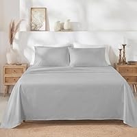 California Design Den King Bed Sheets Set - Soft 400 Thread Count Sateen, Natural 100% Cotton Sheets, Deep Pockets with All Around Elastic for a Snug Fit, Durable Bedding Set - Light Grey