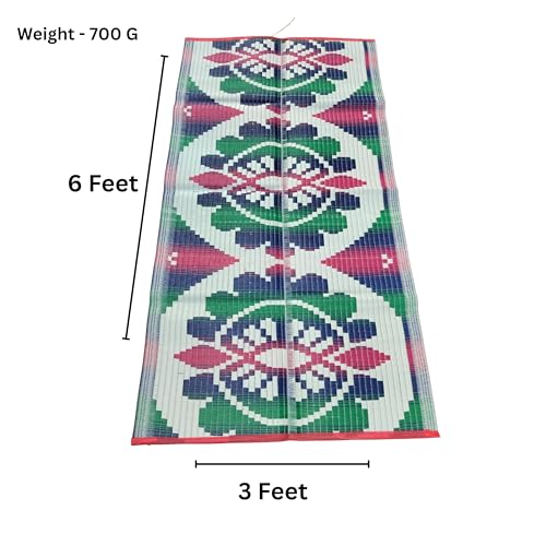 Image of Plastic Mats for Sleeping On Floor Sitting Reversible Chatai Square Shape Mats for Home Living Room, Bedroom Floor (6 x 3 Feet Mat)