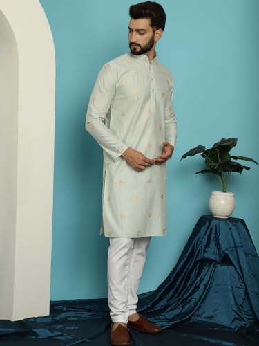Image of SOJANYA (Since 1958 Men's Jacqard Silk Kurta & White Pyjama Set