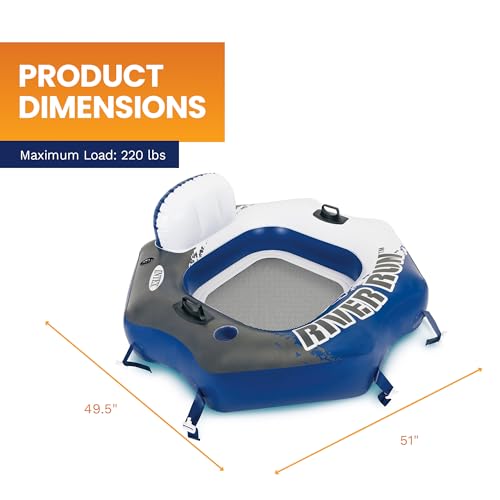 Image of INTEX 58854EP River Run Connect Inflatable Floating Lounge: Comfortable Backrest - Built-in Cup Holder - Durable Grab Handles - Easy-to-Use Connectors - 220lb Weight Capacity