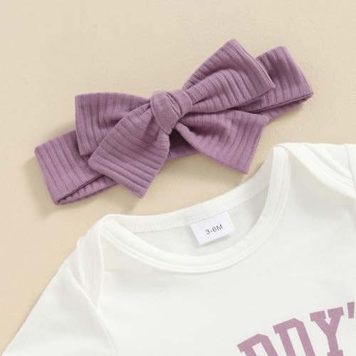 Daddy's Girl Baby Clothes Newborn Short Sleeve Romper Ribbed Shorts Headband Sets 3Pcs Infant Summer Outfits4