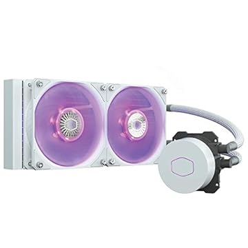 CoolerMaster MasterLiquid ML240L V2 RGB White Edition, Cooler líquido de CPU AIO de circuito fechado, bomba de câmara dupla de 3ª geração, radiador 240, duplo SickleFlow de 120 mm para AMD Ryzen/Intel 1200/1151