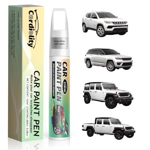 Image of Car Touch Up Paint Bright White(PW7 /GW7) for Jeep, Color Accurate Car Scratch Repair Remover Pen Fix Auto Paint Chips and Nicks