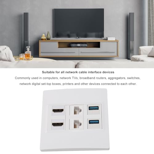 Placa de Parede de Tomada de Mídia, Placa de Parede Multimídia, Painel de Parede Sem Solda de 6 Port