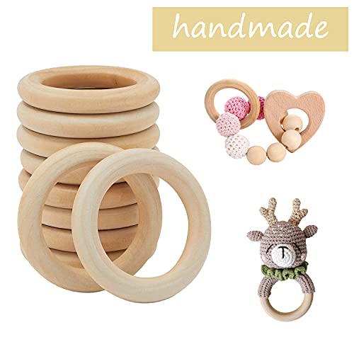 Wednesday Houten ringen, 55 mm, 24 stuks, om te knutselen, houten ring, voor knutselen en aansluitstuk, sieraden, houten… - Image 4