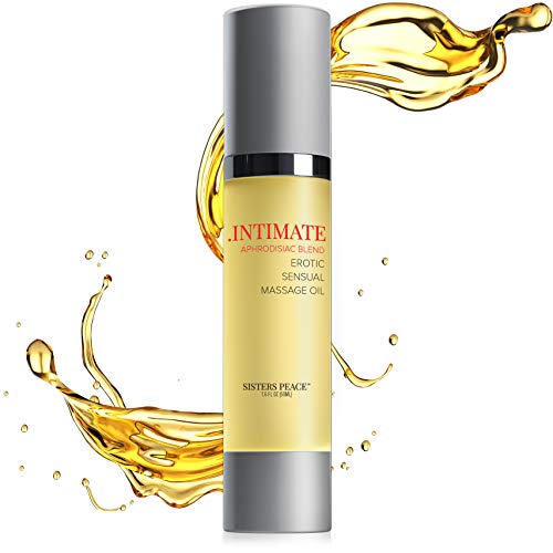 Intimate Massage Oil Aphrodisiac Blend, Sensual Massage Oil All Natural Therapeutic Essential Oil: Coconut, Safflower, Olive, Almond, Orange, Ylang, Pepper, Clove, Patchouli Oils Sisters Peace