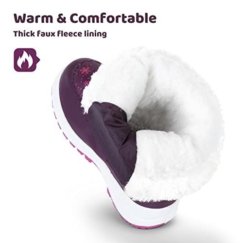 Apakowa FXJFSZK-H8322-PURPLE-22 Kids Girls Insulated Fur Winter Warm Snow Boots (Toddler/Little Kid) (Color : Purple thumb #2