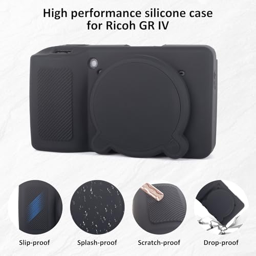 Rieibi Silicone Case for Ricoh GR IV Case, Ricoh GR IV GRIV GR4 Accessories with 2 Pcs Screen Protective Film, Detachable Lens Cover for GRIV(For GR4 Only) by Rieibi - Used condition - Image 3