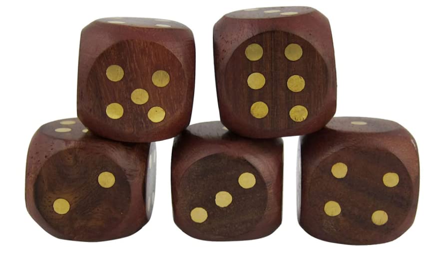 KAM Home - Caja de dados de madera con cinco dados para Navidad