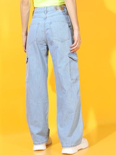 Image of Tokyo Talkies Women Cargo Jeans | Straight fit