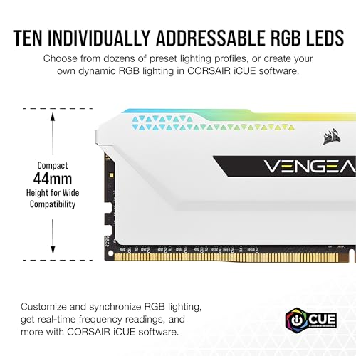 Image of Corsair Vengeance RGB Pro SL 32GB (2x16GB) DDR4 3200 (PC4-25600) C16 1.35V Desktop Memory - White (CMH32GX4M2E3200C16W)