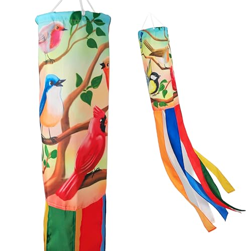 Madrona Brands Singing Birds Windsock | Durable Outdoor Hanging Decoration | Yard, Garden, Patio | 48 Inch