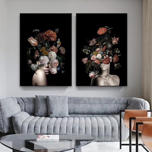 Affiche de fleur vintage grand format sans cadre 70x90