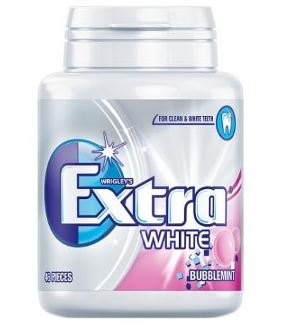 Wrigley's - Botella de goma de mascar extra blanca (6 x 46 piezas) sabor refrescante duradero que ayuda a prevenir el mal aliento