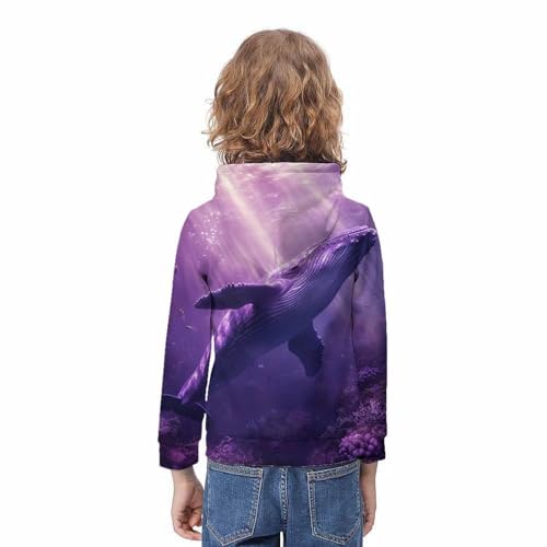 Sweat à capuche 3D baleine violette ado 13-15 ans confortable - 4