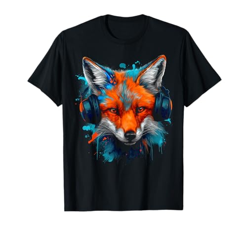 Fox Music Art Kopfhörer Animal Fox T-Shirt