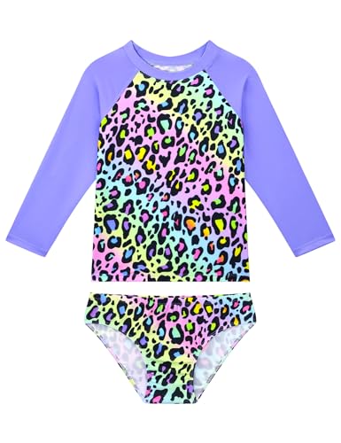 Image of Snowheart Girls Rash Guard Sets Long Sleeves Swimsuit 2 Pieces Tankini Bathing Suit Swimwear for Girls 3-12 Years