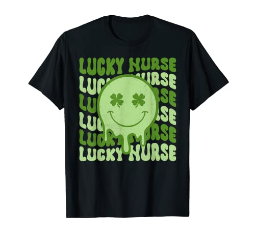 Lucky Nurse Rétro Groovy St Patrick Day Hippie Trèfle T-Shirt
