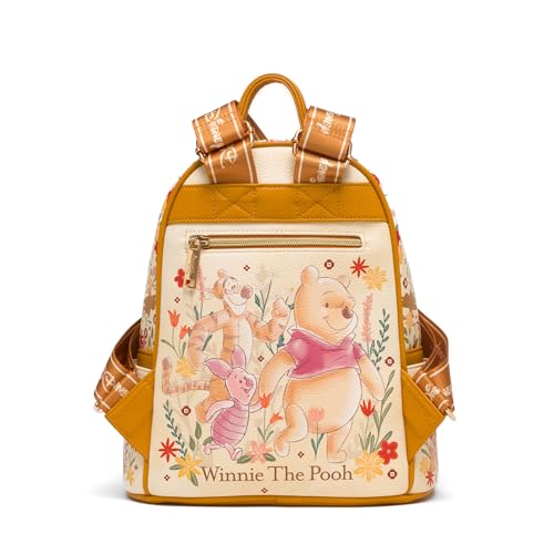 Image of Wondapop Disney Winnie the Pooh and Friends Floral 11 inch Vegan Leather Fashion Mini Backpack