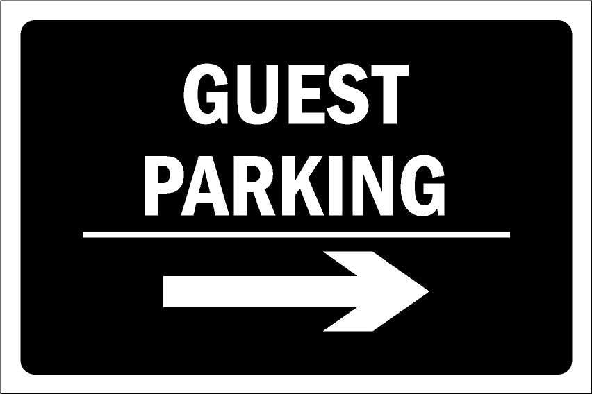 Guest parking, arrow to the right - 3mm Aluminium sign (400mm x 300mm)