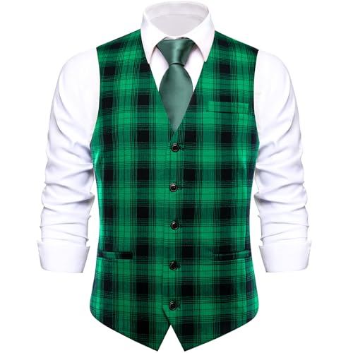 Image of Hi-Tie Men's Formal Solid Suit Vest Slim Fit Wedding Tuxedo Waistcoat