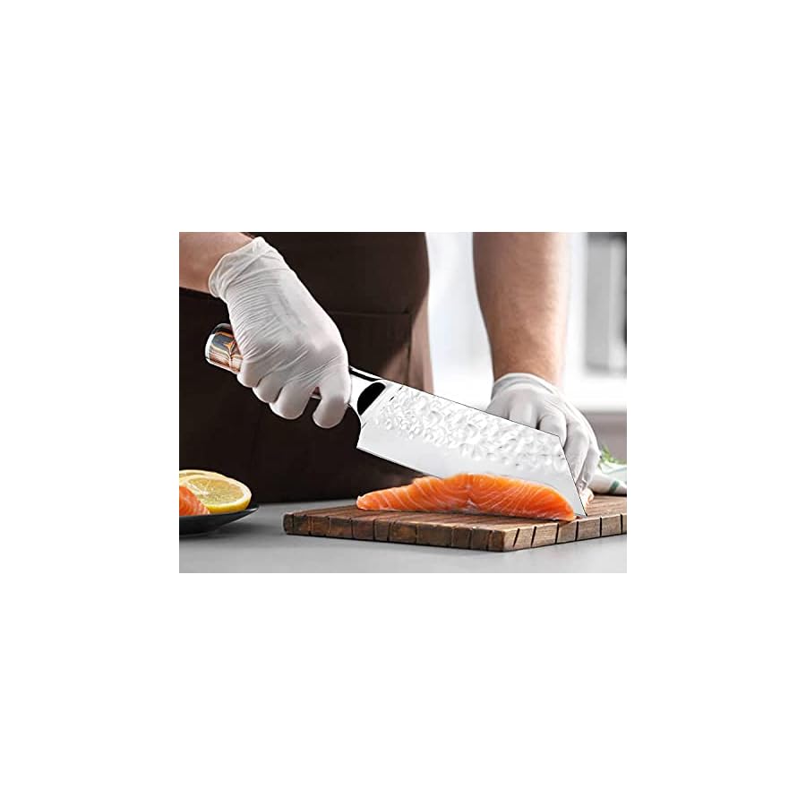 Kitory-Kiritsuke-Chef-Knife-55-Small-Japanese-Kitchen-Knives-HC-German-Stainless-Steel-Hammered-Finish-Blade-Pakkawood-Handle-Cooking-Cutlery-for-HomeRestaurant Kitory Kiritsuke Chef Knife 5.5", Small Japanese Kitchen Knives, HC German Stainless Steel, Hammered Finish Blade, Pakkawood Handle Cooking Cutlery 2024 Gifts for Home&Restaurant