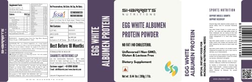 Sharrets Egg White (Albumen) Muscle Protein Powder - Unflavored - 7 Oz [Dietary Food Supplement] Non-Gmo & Gluten-Free #TOP2