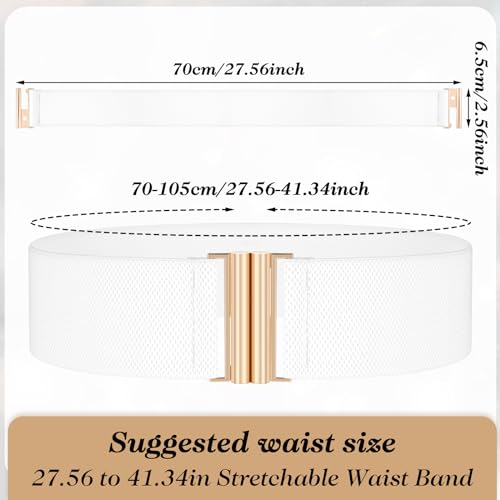 Wide Stretchy Waist Belts for Women, Vintage Elastic Waist Stretch Elastic Belts Retro Adjustable Belt with Buckle for Women Dresses4