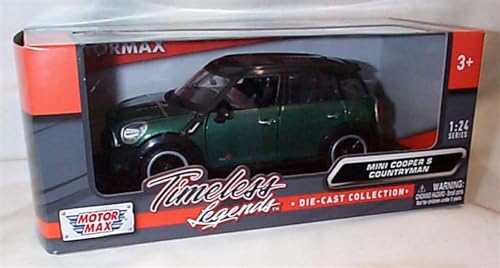 Image of Motormax timeless legends Mini còòpér S Countryman Green Black Roof car 1:24 scale diecast model