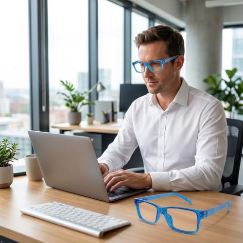 Image of Eyekepper Blue Light Reading Glasses Men Women 1.25, Blue 2 Pack