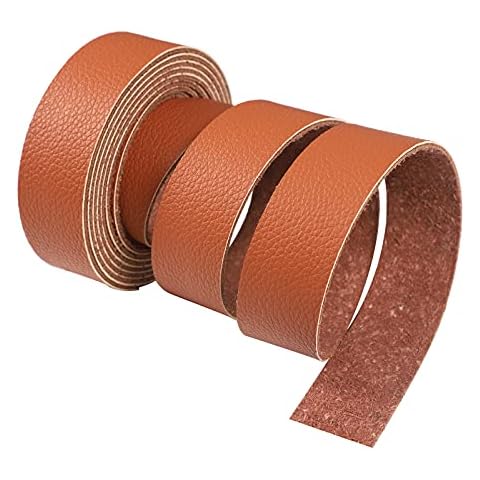 CDY Lychee Muster Lederband Braun 90 Zoll Lang 1 Zoll Breit Leder Gürtel Streifen Sehr Cover