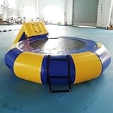 Aufblasbare schwimmende Wasserrutsche mit Trampolin, aufblasbares Wasserpark-Spielzeug, aufblasbares schwimmendes Trampolin, kommerzielle aufblasbare Trampolin-Wasserspaßausrüstung, blau, 6,5 Fuß