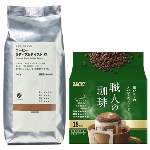珈琲豆 ドリップ セット 無印良品 オリジナルブレンドコーヒー豆 ミディアムテイスト & U C C 職人の珈琲 ドリップ 深いコクのスペシャルブレンド