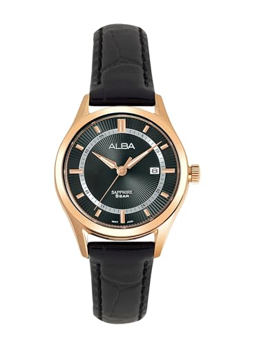 Alba Leather Women Analog Wristwatch Ah7Br0X1, Black Dial, Silver Band (B0CD8322ZG) Amazon Price History, Amazon Price Tracker