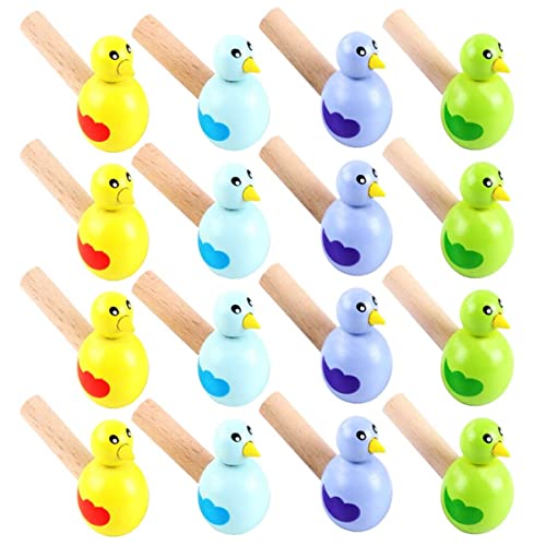 Biluer 24 Piezas de Silbatos de Madera de Dibujos Silbido de Pájaro Silbato de Madera para Fiestas Silbato para Niños para Tus Hijos Cumpleaños Navidad Festivos (Color Aleatorio)