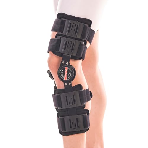 Image of SAMSON Adjustable ROM Knee Brace | Post-Op Knee Support Orthosis Immobilizer for Left and Right Legs | Men and Women | Ideal for Tendon, Ligament, ACL, PCL Injuries, Osteoarthritis, (Universal)