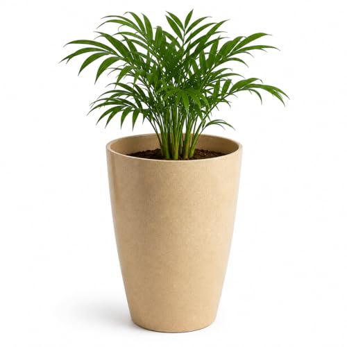 Image of Leafy Tales Modern Round Tower Planter for Home Decor 14 INCH, Highly Durable,Lightweight Indoor Outdoor Planter, Flower Pot Gamla, Pot for Balcony Garden, Vegetables, Flowers & Greenery