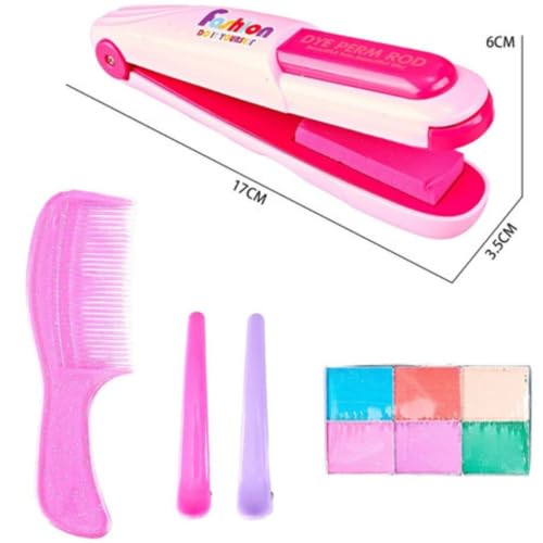 Kit Menina Salão Beleza Prancha Mecha Colorida Pinte Cabelo