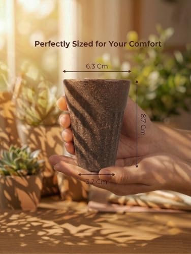 Image of Eco-Friendly Tea Cup Set of 2 | Kulhad Style Coffee & Tea Mugs | 140 ml Unbreakable, Stain-Free, Heat Resistant, Reusable, Microwave Safe | Rice Husk & Bamboo Fibre | Fibre Maximus