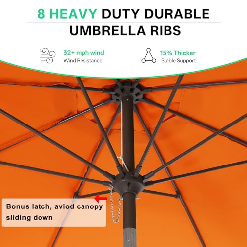 Image of ABCCANOPY 9ft Scalloped Patio Umbrella, Outdoor Table Umbrella with Tilt and Crank, Fiberglass Ribs Deck Umbrella for Patio, Pool, Garden, Picnic (Orange)
