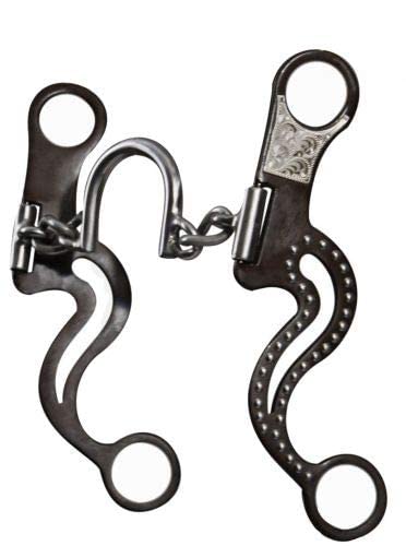 Showman Stainless Steel Chain Link Round Ported Bit w/Brown Steel Cheeks